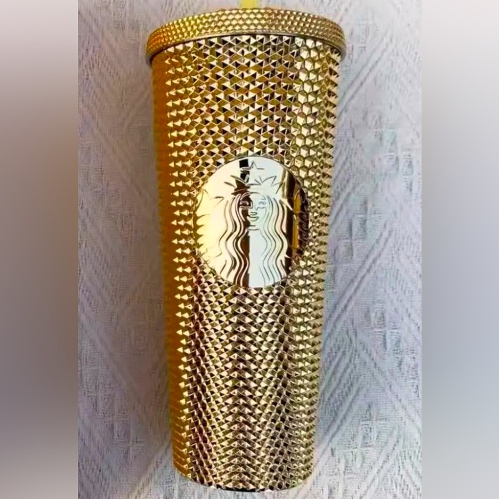 Brand New Starbucks Christmas 2022 Gold Studded Tumbler